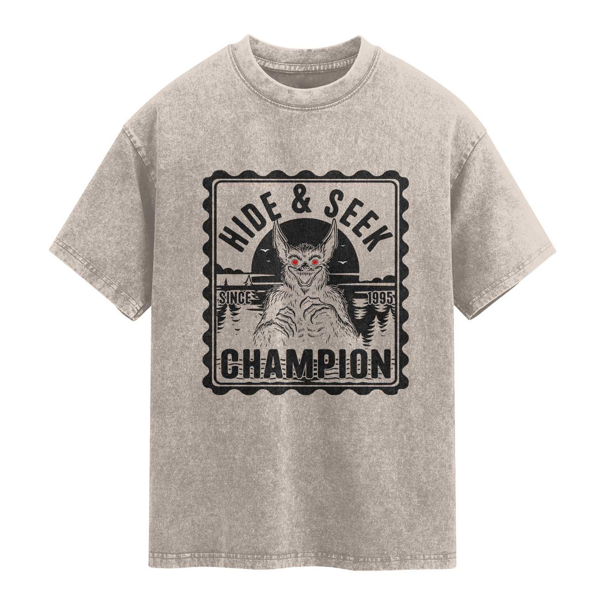 Chupacabra Hide And Seek Champion Since 1995 Washed Cotton T-Shirt Cryptid Gift