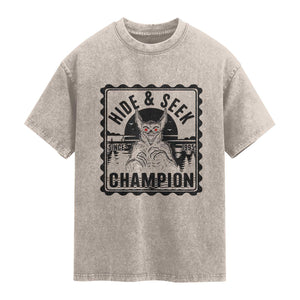 Chupacabra Hide And Seek Champion Since 1995 Washed Cotton T-Shirt Cryptid Gift