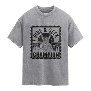 Chupacabra Hide And Seek Champion Since 1995 Washed Cotton T-Shirt Cryptid Gift