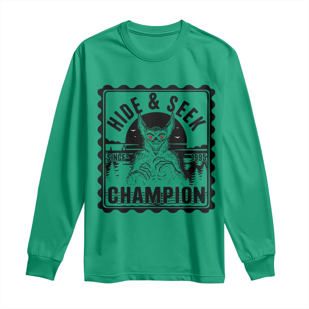 Chupacabra Hide And Seek Champion Since 1995 Long Sleeve Shirt Cryptid Gift TS12 Irish Green Print Your Wear
