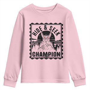 Chupacabra Hide And Seek Champion Since 1995 Youth Sweatshirt Cryptid Gift TS12 Light Pink Print Your Wear
