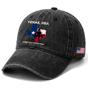 Chupacabra Texas Washed Cotton Baseball Cap Home Of El Chupacabra Gothic Horror Gift TS12 Print Your Wear