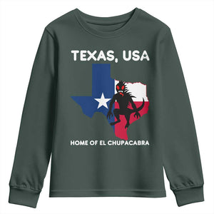 Chupacabra Texas Youth Sweatshirt Home Of El Chupacabra Gothic Horror Gift TS12 Dark Forest Green Print Your Wear