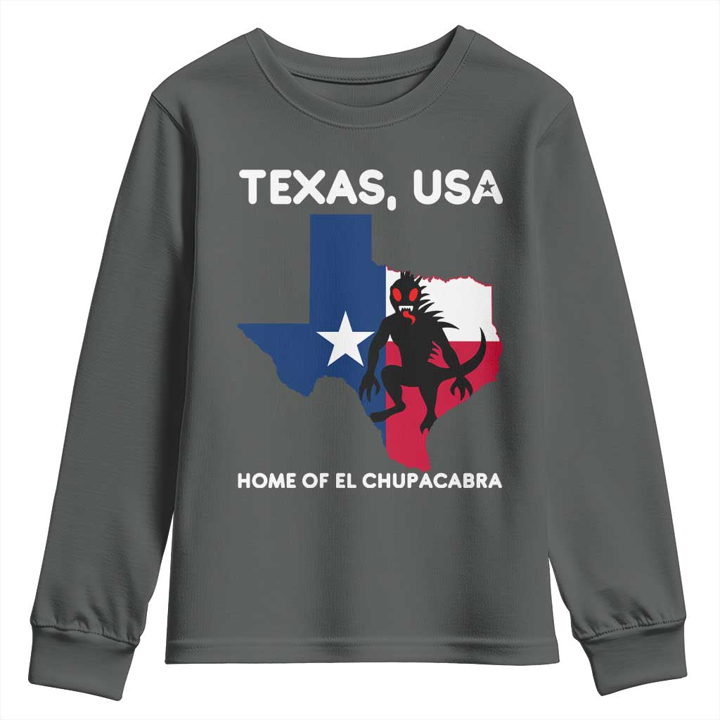 Chupacabra Texas Youth Sweatshirt Home Of El Chupacabra Gothic Horror Gift TS12 Dark Heather Print Your Wear