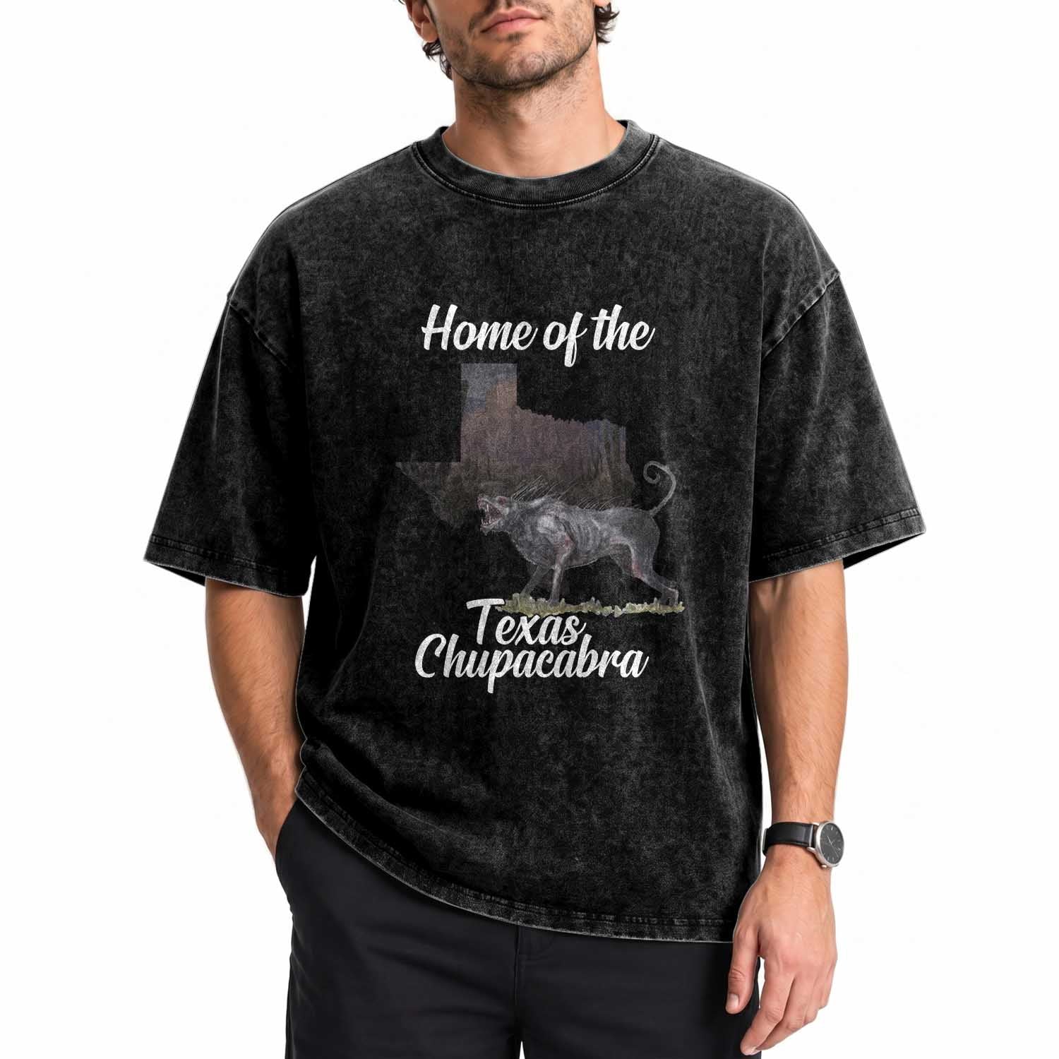 Chupacabra Washed Cotton T-Shirt Home Of The Texas Gothic Folklore Gift