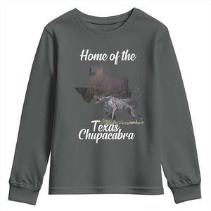 Chupacabra Youth Sweatshirt Home Of The Texas Gothic Folklore Gift TS12 Dark Heather Print Your Wear