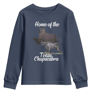 Chupacabra Youth Sweatshirt Home Of The Texas Gothic Folklore Gift TS12 Navy Print Your Wear