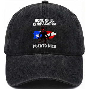 Chupacabra Washed Cotton Baseball Cap Home Of Puerto Rico Legend Gothic Horror Gift TS12 Washed Cap Universal Fit Black Print Your Wear