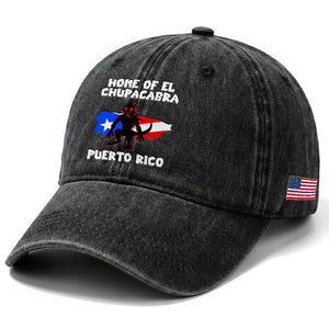 Chupacabra Washed Cotton Baseball Cap Home Of Puerto Rico Legend Gothic Horror Gift TS12 Print Your Wear