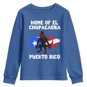 Chupacabra Youth Sweatshirt Home Of Puerto Rico Legend Gothic Horror Gift TS12 Royal Blue Print Your Wear
