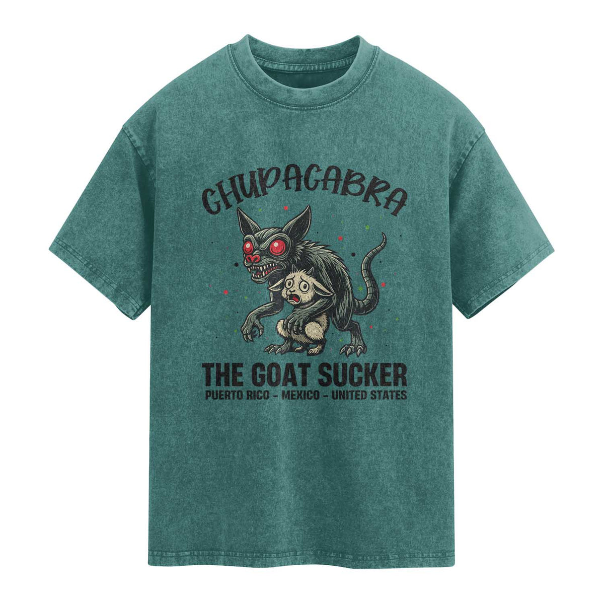 Chupacabra Washed Cotton T-Shirt The Goat Sucker Vintage Horror Cryptid Gift