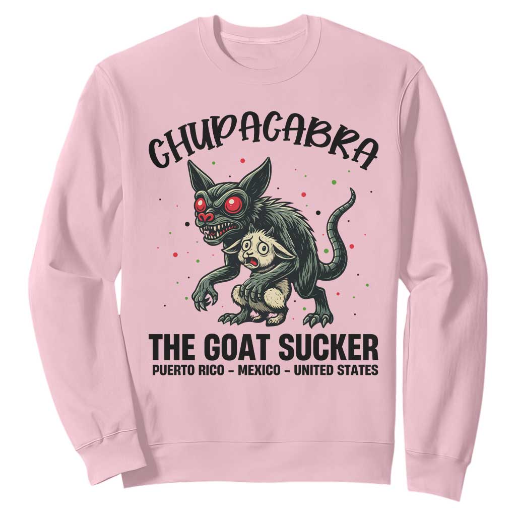 Chupacabra Sweatshirt The Goat Sucker Vintage Horror Cryptid Gift TS12 Light Pink Print Your Wear