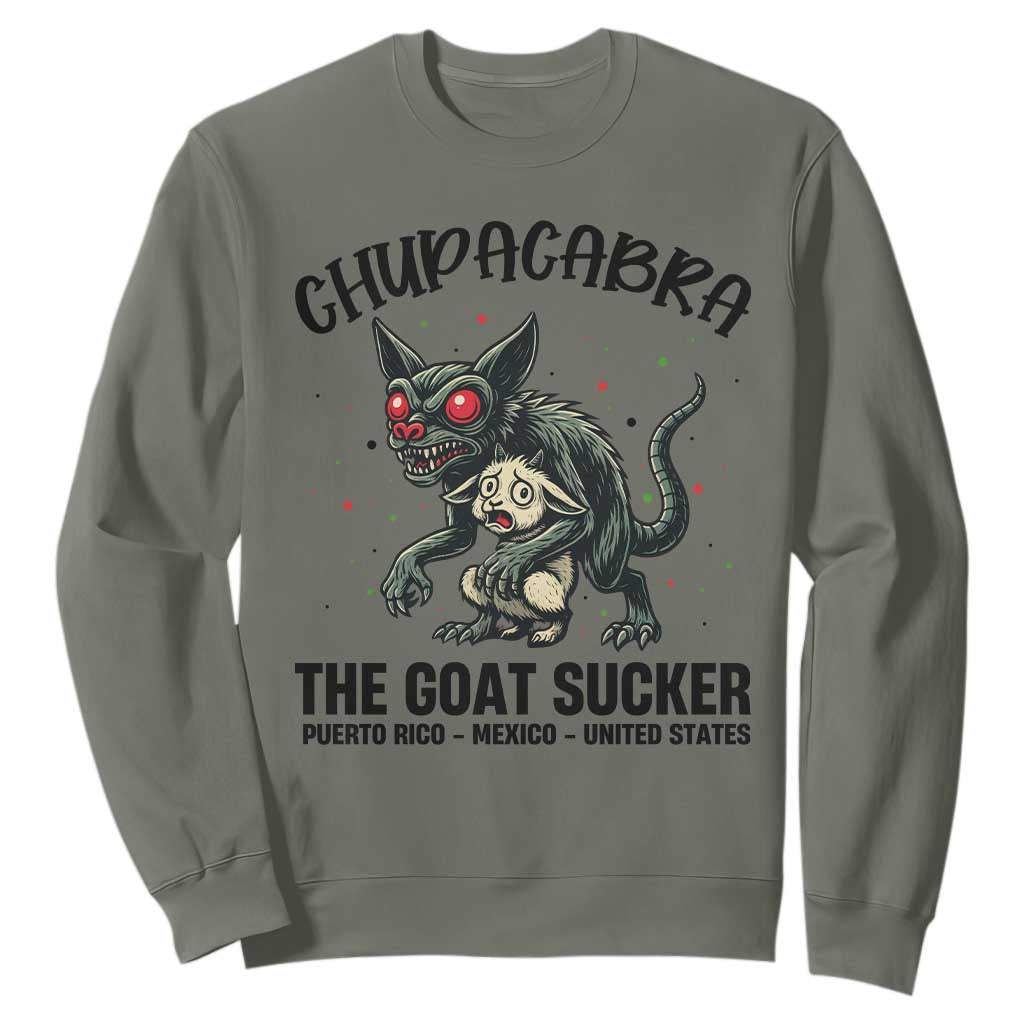 Chupacabra Sweatshirt The Goat Sucker Vintage Horror Cryptid Gift TS12 Military Green Print Your Wear