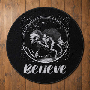 Chupacabra Round Rug Funny Believe Christmas Cryptid Gift