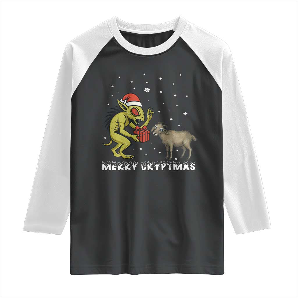 Funny Chupacabra Raglan Shirt Merry Cryptmas Christmas Gift TS12 Black White Print Your Wear
