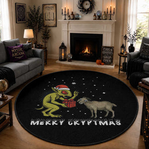 Funny Chupacabra Round Rug Merry Cryptmas Christmas Gift
