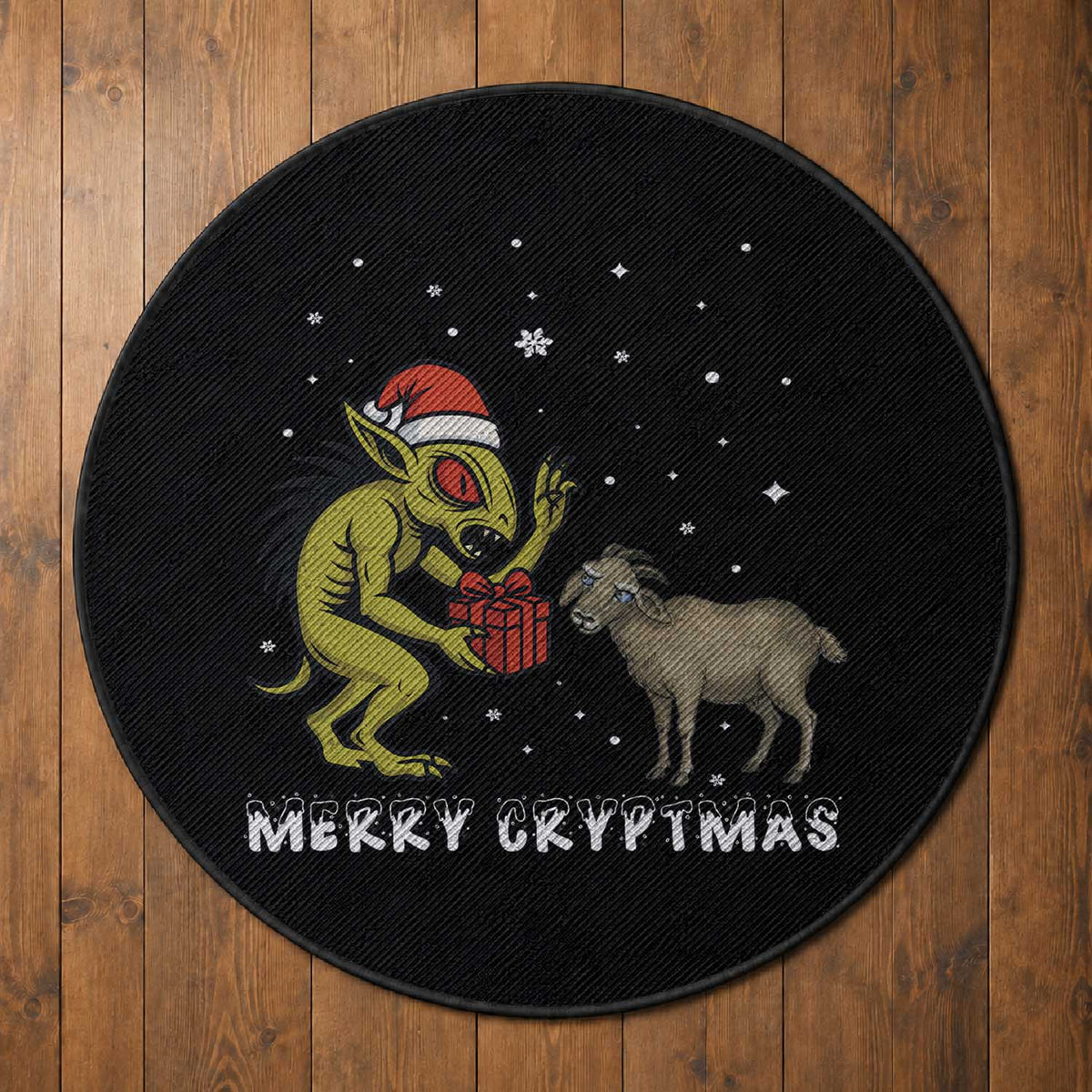 Funny Chupacabra Round Rug Merry Cryptmas Christmas Gift