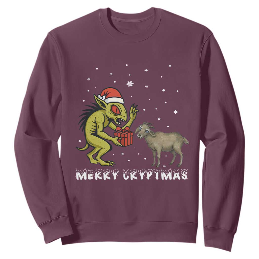 Funny Chupacabra Sweatshirt Merry Cryptmas Christmas Gift TS12 Maroon Print Your Wear