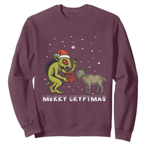 Funny Chupacabra Sweatshirt Merry Cryptmas Christmas Gift TS12 Maroon Print Your Wear