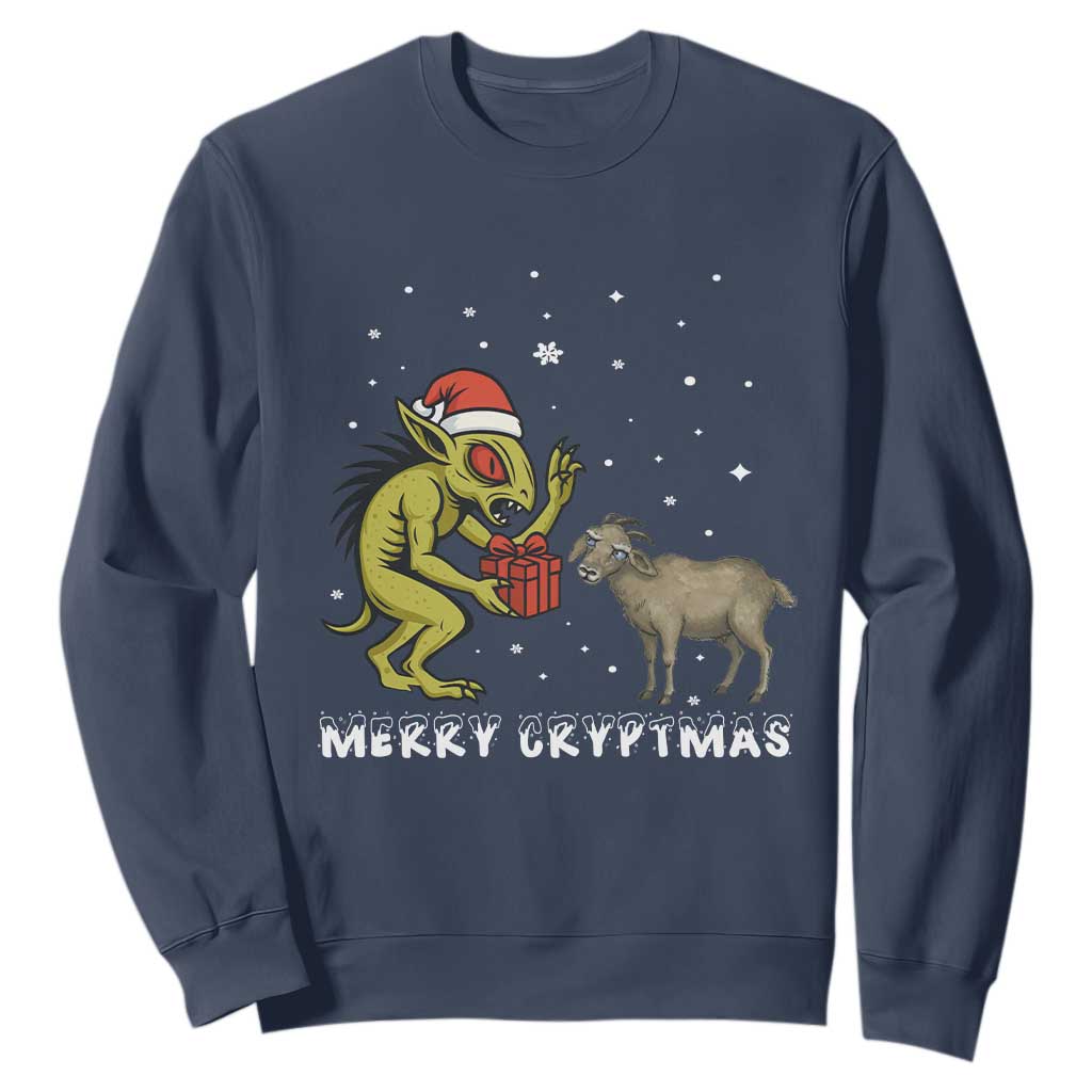 Funny Chupacabra Sweatshirt Merry Cryptmas Christmas Gift TS12 Navy Print Your Wear