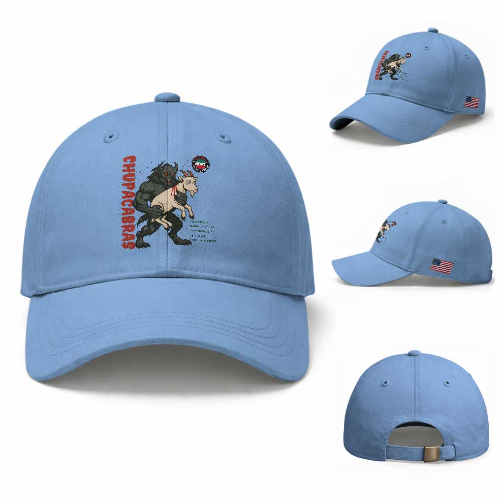 Chupacabra Baseball Cap Vintage Horror Cryptid Gift TS12 Baseball Cap Universal Fit Light Blue Print Your Wear