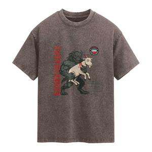 Chupacabra Washed Cotton T-Shirt Vintage Horror Cryptid Gift