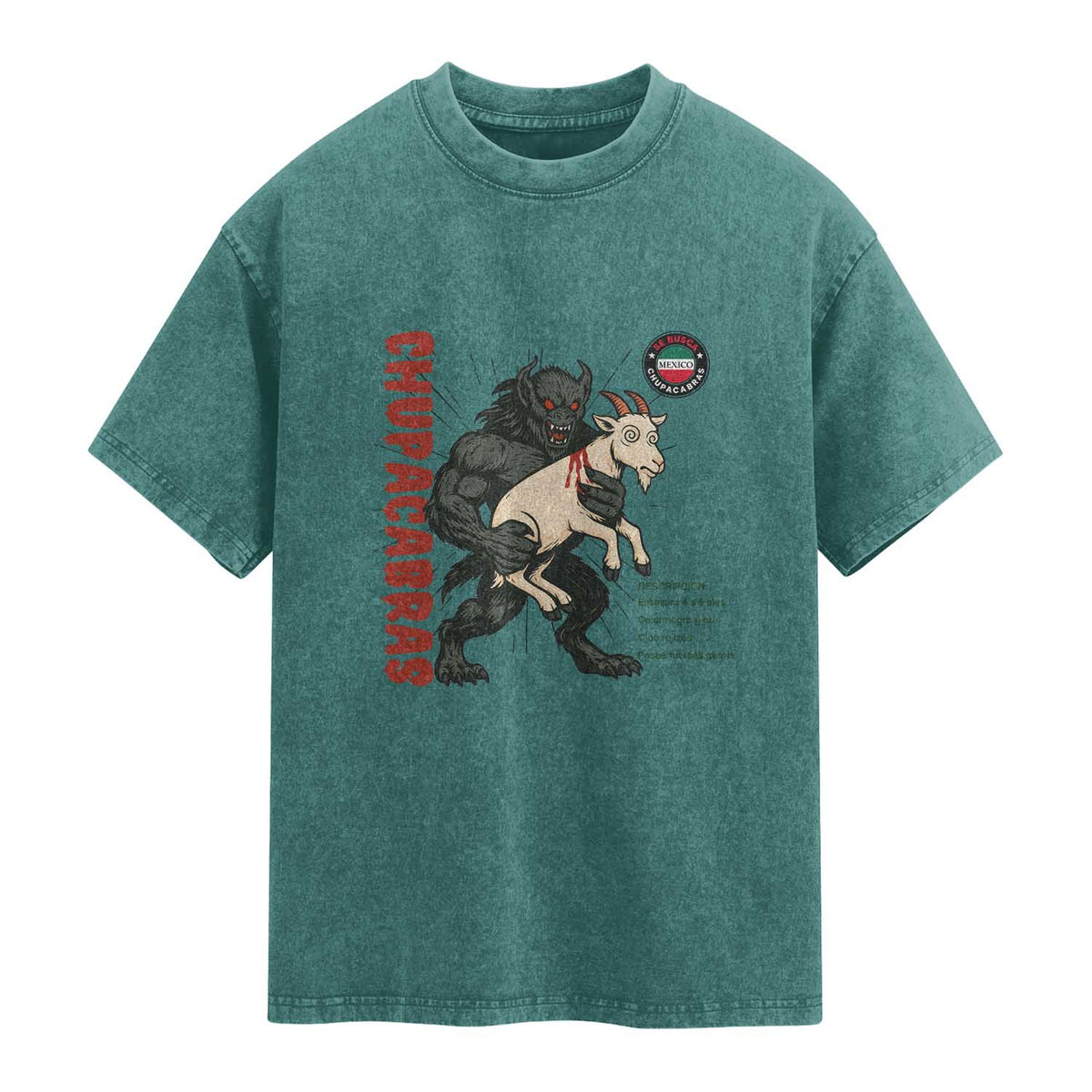 Chupacabra Washed Cotton T-Shirt Vintage Horror Cryptid Gift