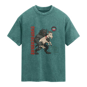 Chupacabra Washed Cotton T-Shirt Vintage Horror Cryptid Gift