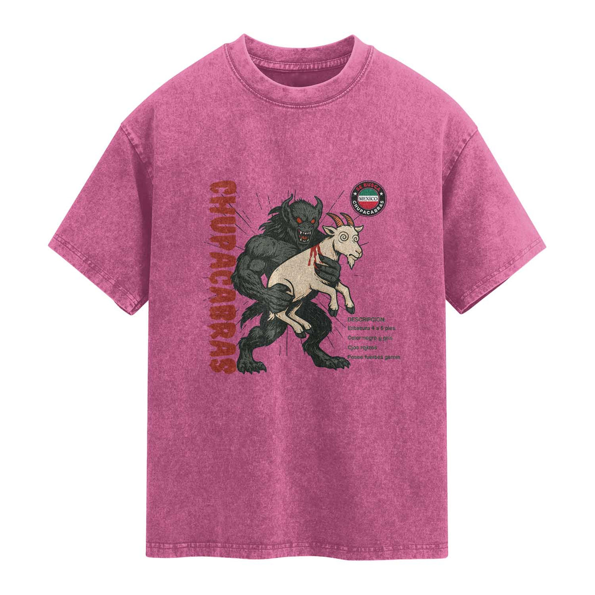 Chupacabra Washed Cotton T-Shirt Vintage Horror Cryptid Gift