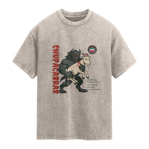 Chupacabra Washed Cotton T-Shirt Vintage Horror Cryptid Gift