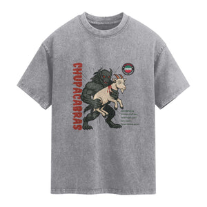 Chupacabra Washed Cotton T-Shirt Vintage Horror Cryptid Gift
