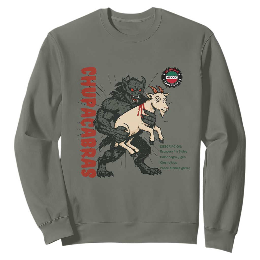 Chupacabra Sweatshirt Vintage Horror Cryptid Gift TS12 Military Green Print Your Wear