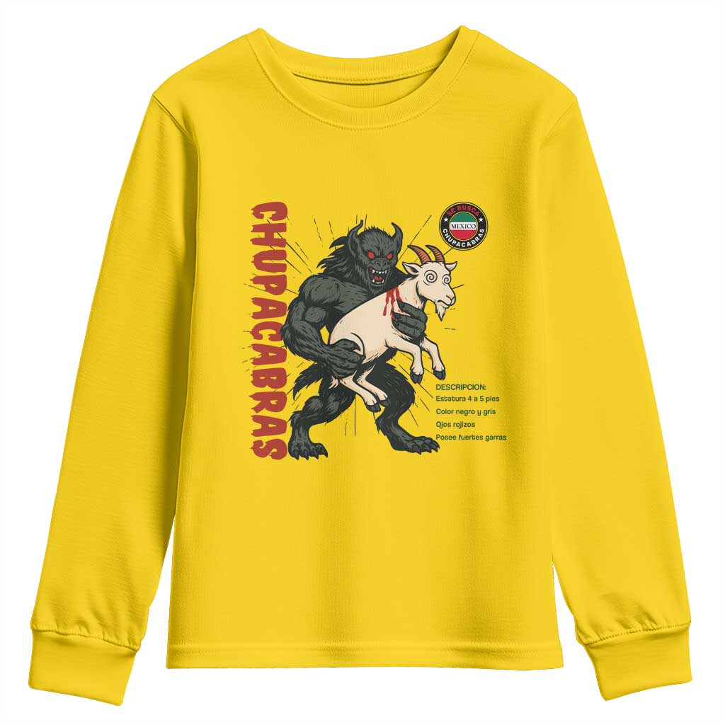 Chupacabra Youth Sweatshirt Vintage Horror Cryptid Gift TS12 Daisy Print Your Wear