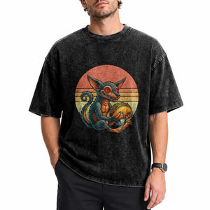 Funny Chupacabra Eat Tacos Cryptid Gift Washed Cotton T-Shirt
