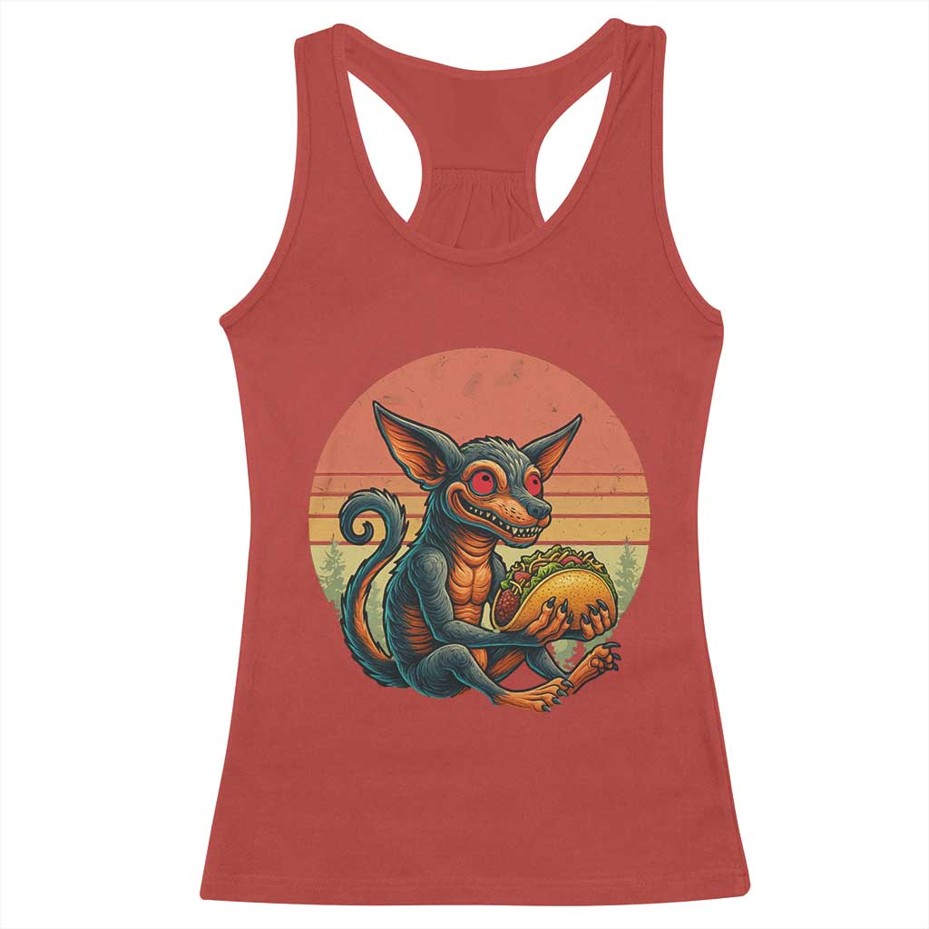 Funny Chupacabra Eat Tacos Cryptid Gift Racerback Tank Top TS12 Red Print Your Wear
