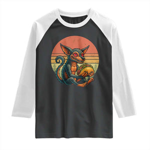 Funny Chupacabra Eat Tacos Cryptid Gift Raglan Shirt TS12 Black White Print Your Wear
