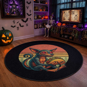 Funny Chupacabra Eat Tacos Cryptid Gift Round Rug