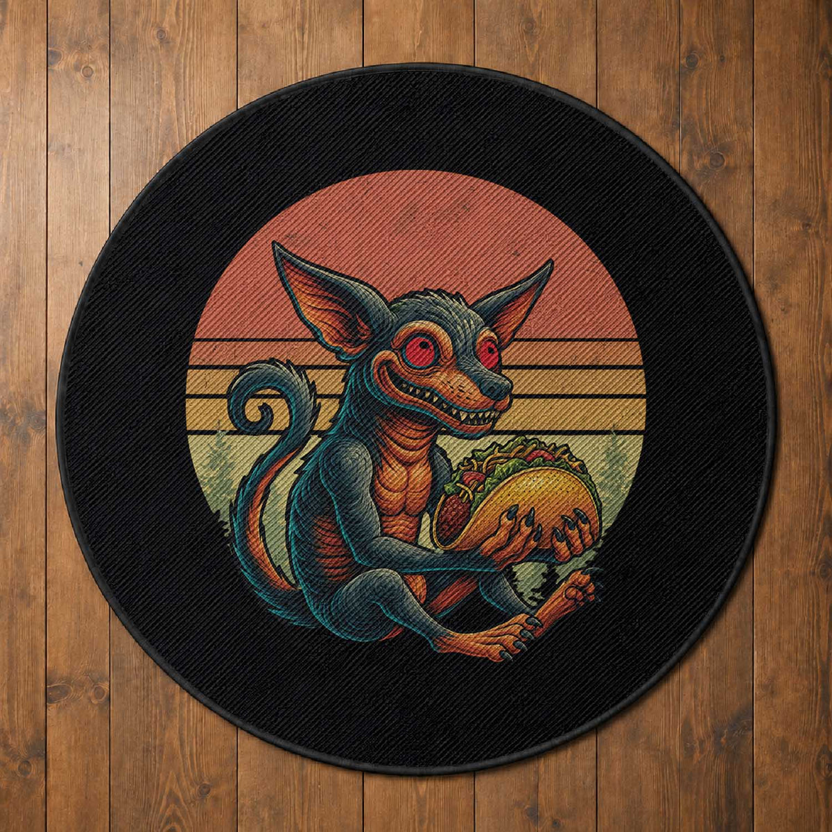 Funny Chupacabra Eat Tacos Cryptid Gift Round Rug