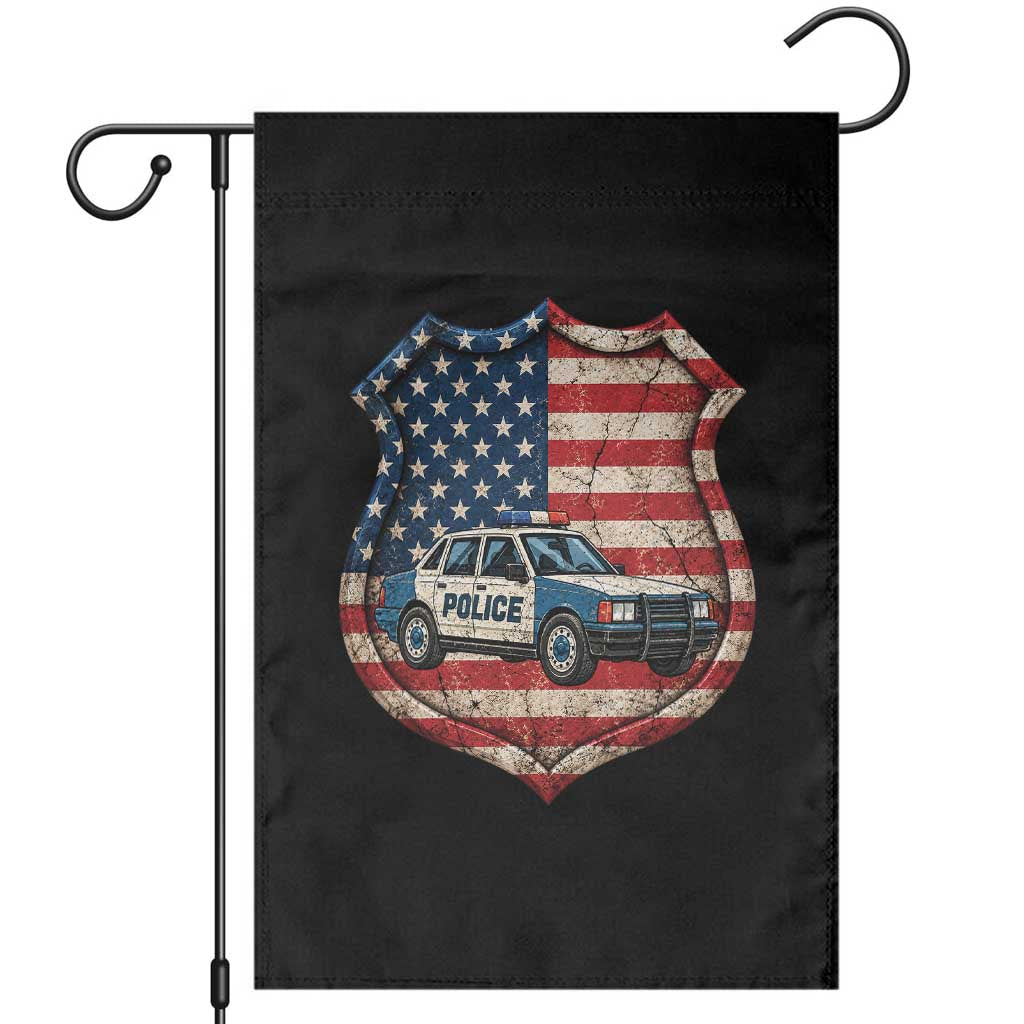 Vintage Police Shield US Flag Garden Flag Patriotic Law Enforcement Car
