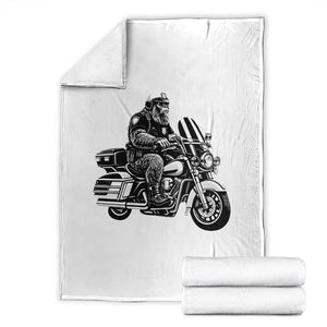 Funny Bigfoot Police Riding Motorcycle Patrol Biker Cryptid Throw Blanket