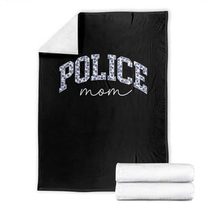 Police Mom Blue Floral Coquette Throw Blanket Law Enforcement Gift