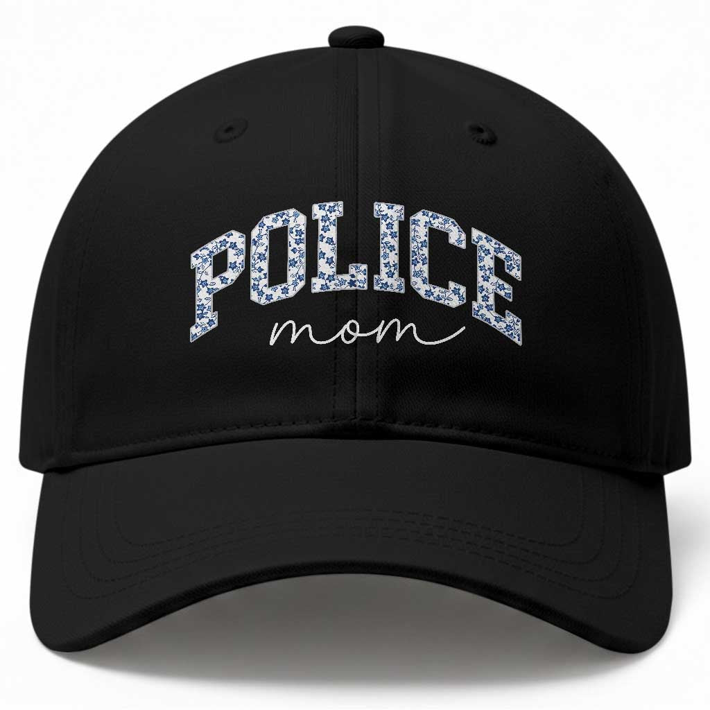 Police Mom Blue Floral Coquette Baseball Cap Law Enforcement Gift