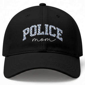 Police Mom Blue Floral Coquette Baseball Cap Law Enforcement Gift
