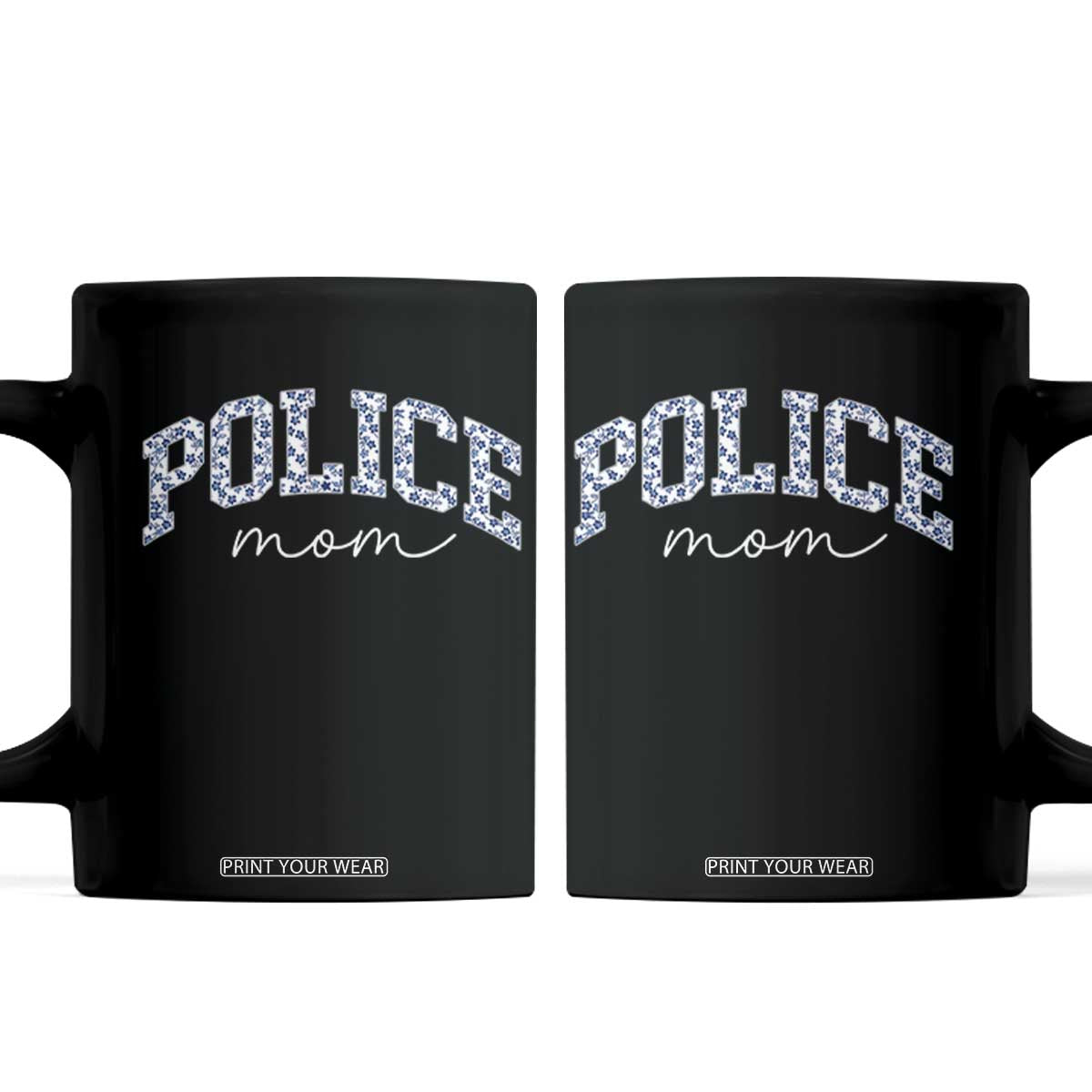 Police Mom Blue Floral Coquette Coffee Mug Law Enforcement Gift