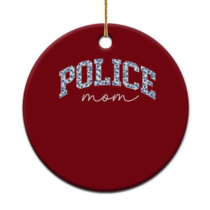 Police Mom Blue Floral Coquette Ceramic Ornament Law Enforcement Gift