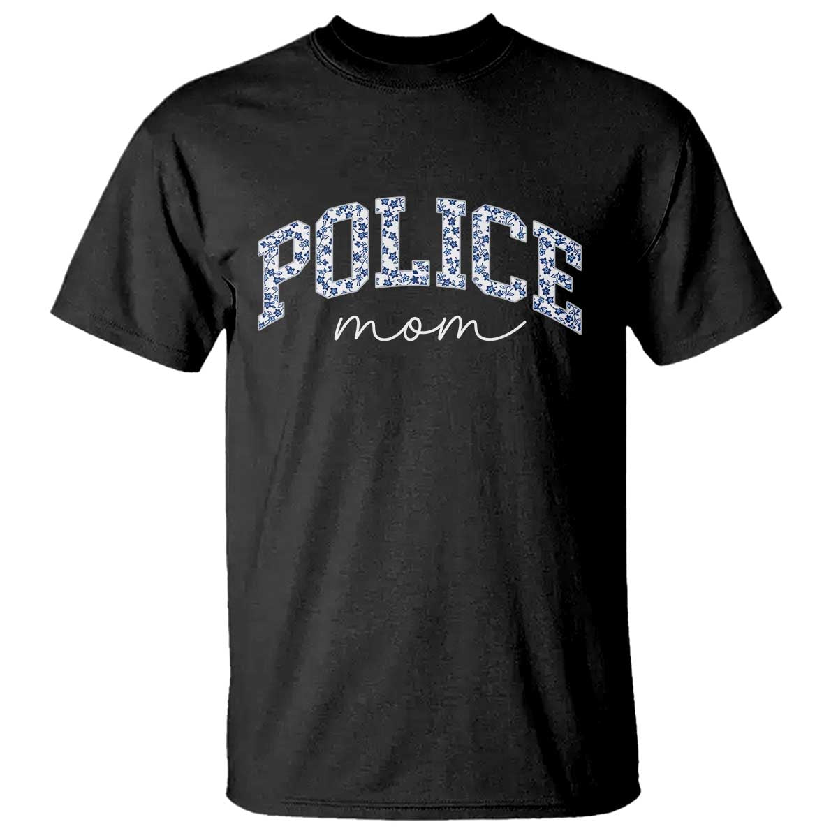 Police Mom Blue Floral Coquette T Shirt Law Enforcement Gift