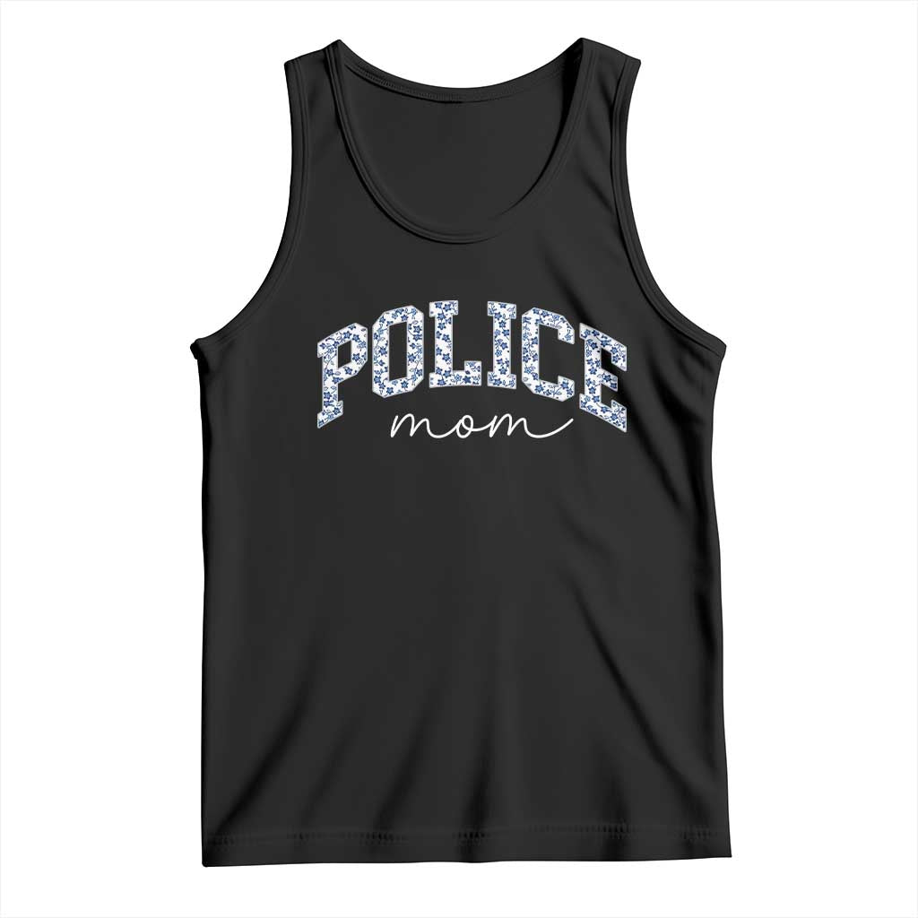 Police Mom Blue Floral Coquette Tank Top Law Enforcement Gift