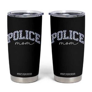 Police Mom Blue Floral Coquette Tumbler Cup Law Enforcement Gift