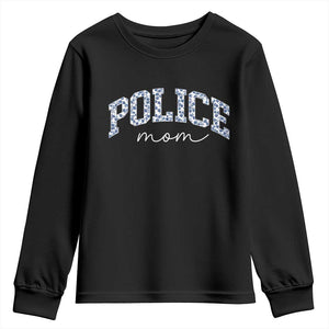 Police Mom Blue Floral Coquette Youth Sweatshirt Law Enforcement Gift