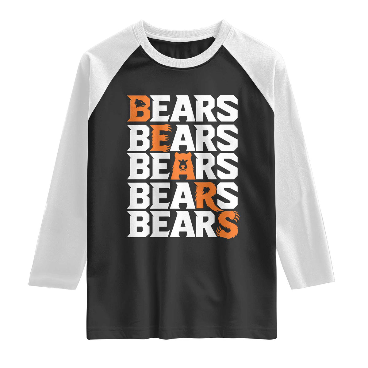 Wild Bear Claws Outdoor Raglan Shirt Grizzly Bear Stacked Typography